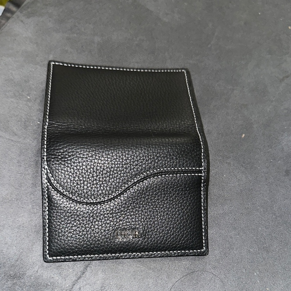 Dior Textured Black Wallet with White Stitching NWOT - Picture 4 of 8